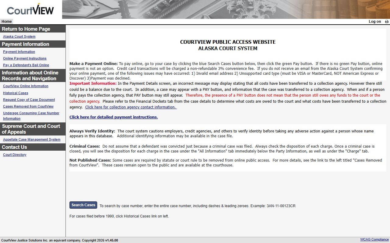 CourtView case search for Wasilla criminal records