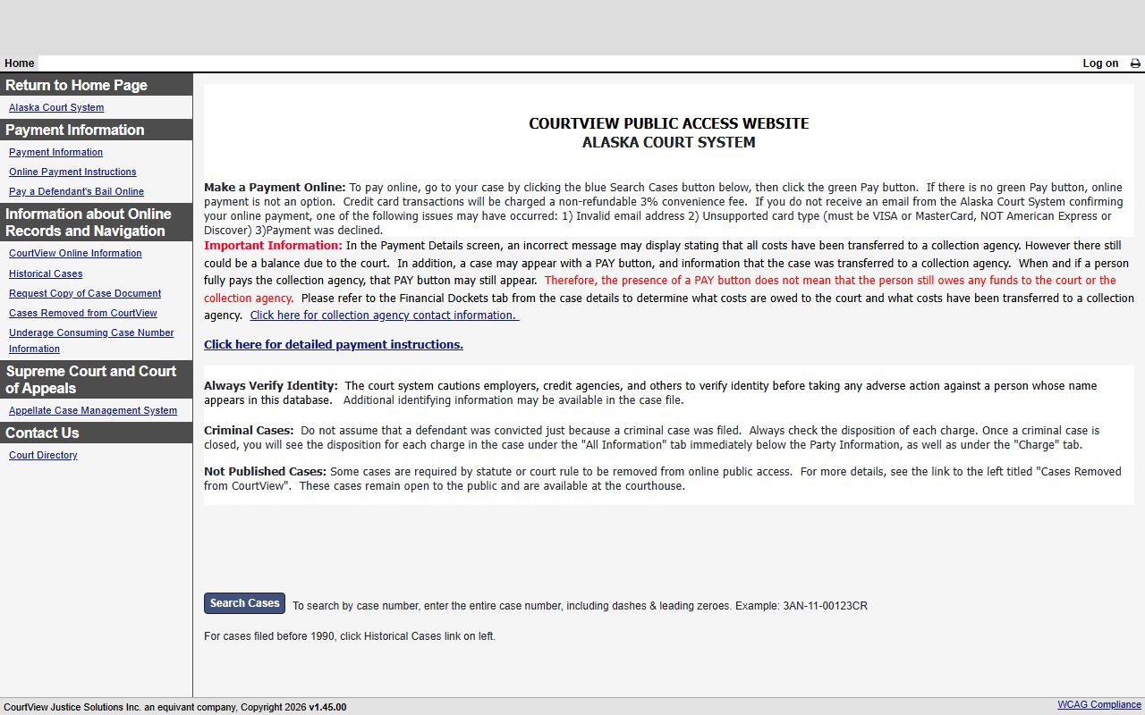 Aleutians East Borough criminal records CourtView case search